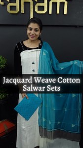 11K views · 293 reactions | A stylish and unique collection of jacquard weave cotton salwar sets is here. Get it now on our website. Click the link down below to get them now: https://aham.store/collections/cotton-salwar-sets/products/off-white-with-black-color-combination-jacquard-weave-cotton-salwar-set-pf810 | Aham Designer Boutique | Facebook