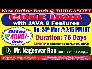 CORE JAVA with JAVA 8 Features Online Training @ DURGASOFT