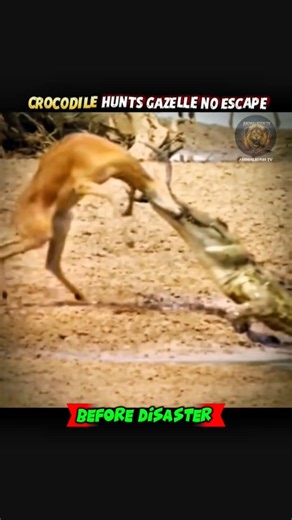 CROCODILE HUNTS GAZELLE… THIS TIME IT FAILS 🐊❌ #animals #crocodile #wildlife #viral #trendingshorts