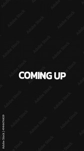 Animated video with "coming up" text rotating in a circular loop with alternating directions on a black background.