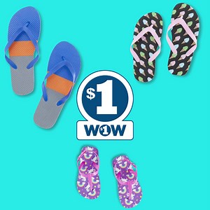 Step right up to save! Find fun and stylish flip-flops for the whole family at just $1 each! 🏖 https://bit.ly/3tKaANp | Family Dollar