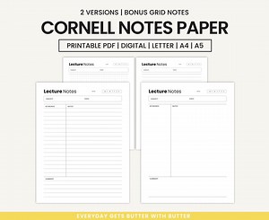 Cornell Notes Template Printable, A4 A5 Letter Sizes (PDF) - Etsy UK