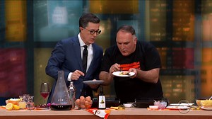 “We Fed an Island” author and World Central Kitchen founder José Andrés makes the perfect Spanish fried egg to pair with a Floral Cloud cocktail that will “Make America Drink Again.” | The Late Show with Stephen Colbert