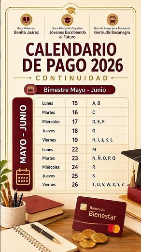 2026 Payment Schedule: May-June Period | Benito Juárez, JEF, and Gertrudis Bocanegra Scholarships