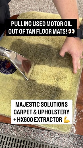 Cleaning up a Motor Oil Spill on tan floor mats!! 😳 Majestic Solutions Carpet and Upholstery Cleaner HX600 Hot Water Extractor! 💪 | Majestic Solutions