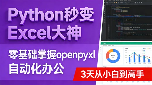 职场人必学！零基础 Python 办公之 Excel 篇 openpyxl 教程，零基础 7 天快速上手，小白也能学会 Excel 自动化办公提升效率