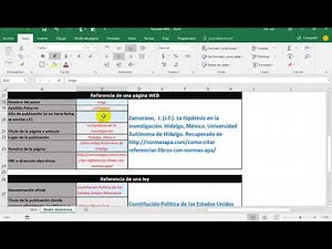 Referencias formato APA archivo en Excel