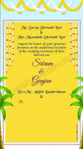 Tamil Wedding Invitation Template | Tamil Marriage Invitation Video - WishNWed