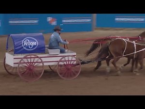 Chuck wagon races at RodeoHouston on March 5, 2019