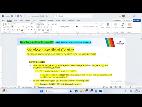 New Perspectives Access 365 Modules 1 4 SAM Capstone Project A Merriwell Medical Center | AC_CS1-4A