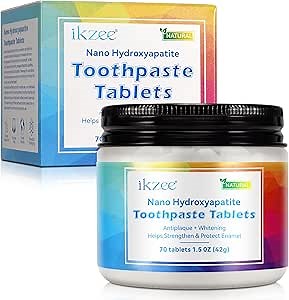 70 Toothpaste Tabs, Flouride Free Toothpaste Tablets, Nano Hydroxyapatite, Sensitive Toothpaste Tablets, Peppermint Flavored Strengthen Teeth, Eco & Travel Friendly