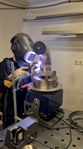 weldinglomej on Instagram: "Welding stainless steel hydrant heads for fire water connection points.👨🏻‍🏭🤟🏻👨🏻‍🚒🔥 I start by fitting everything together and tack weld all the parts, making sure everything is perfectly square and level using my @stabila_official 81s torpedo spirit level, while wearing my @3mspeedglas G5-02 welding helmet during the tacking process. Then I weld everything step by step, so it can be fully welded cleanly on my home made rotary table, using my @3mspeedglas G5-0