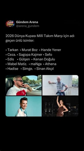 2026 Dünya Kupası Milli Takım Marşı için adı geçen ünlü isimler!