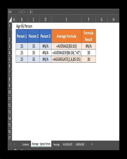 Average Ignore error - Learn Excel #exceltips #exceltutorial #exceltricks  #excelmasterclass  #excel