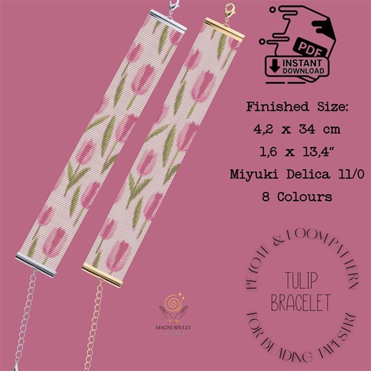 Floral Tulip Spring Modern Bead Loom Pattern Peyote Loom Bracelet Elegant Loom Bracelet Pattern – PDF Download | Miyuki Delica 11/0 - Etsy Australia