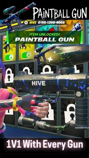 1V1 With Every Gun How to unlock PAINTBALL GUN #fortnite #secret #1v1