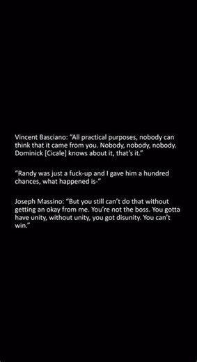 you gotta have unity, without unity, you got disunity - Joseph Massino #wire #tap #mafia #shorts