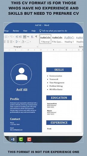 Simple CV for Freshers with No Skills & No Experience