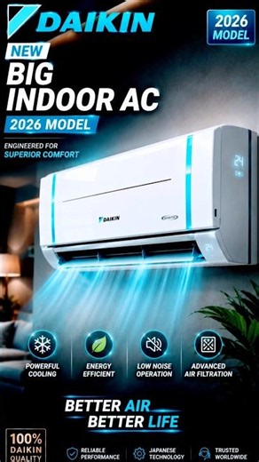 DAIKIN New Big Indoor AC 2026 Model 😍 | Premium Look & Powerful Cooling ❄️