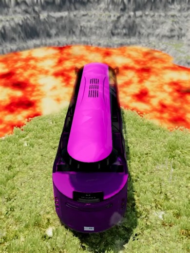 Police Cars and Buses Challenge Giant Lava Pit