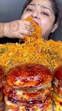 ASMR: spicy mutton biryani, delicious noodles, cheese biryani #shorts #mukbang #food#ytshorts