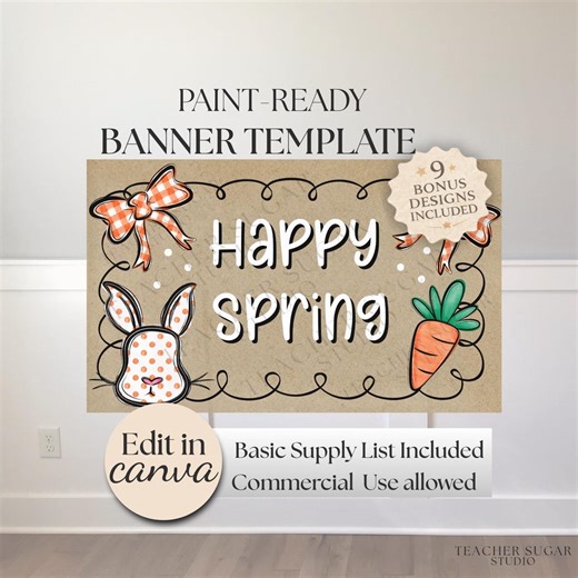 Paint-ready Spring Banner Template | DIY Canva Design (digital Download) - Etsy