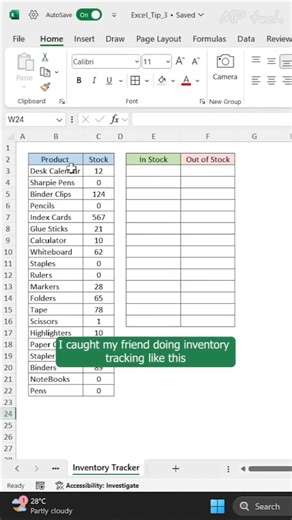 How to create an Inventory tracker ! #excel #exceltips #exceltricks #spreadsheets #corporate