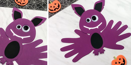 Handprint Bat Craft For Halloween [Free Template]