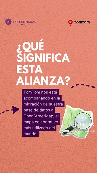 📢 ¡Tenemos una nueva alianza! 🗺️ TomTom nos está acompañando en la migración de nuestra base de datos a OpenStreetMap, el mapa colaborativo más usado del mundo 🌍 ¿Qué significa eso? Que las historias de las mujeres que hemos mapeado serán más visibles, más accesibles y llegarán más lejos 💜 Y vamos a compartir todo lo que aprendamos con ustedes: ✅ Tutoriales ✅ Espacios de mapeo colaborativo ✅ Nuevas formas de construir memoria desde el territorio ¿Tu empresa o institución quiere ser parte? Es