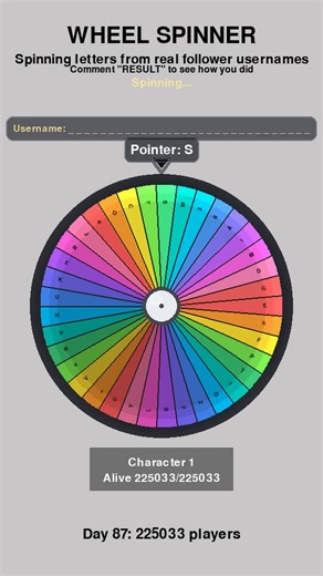 Day 87 of making my followers battle every day! Follow to enter the battle! Check the link in the bio for your result and overall monthly ranking! #followerbattlegrounds Game: wheel_spinner | Day 87
