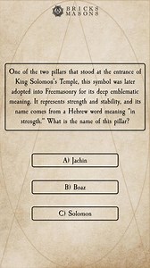 A pillar of strength with ancient roots! 🏛️ Can you name this powerful Masonic symbol? Tap into your knowledge and choose wisely! 👇 #MasonicQuiz #MasonicTraditions #DivineBlessing #FreemasonrySymbols #MasonicWisdom #TestYourKnowledge #MasonicTeachings #AncientRituals #BrotherhoodQuiz | Bricks Masons