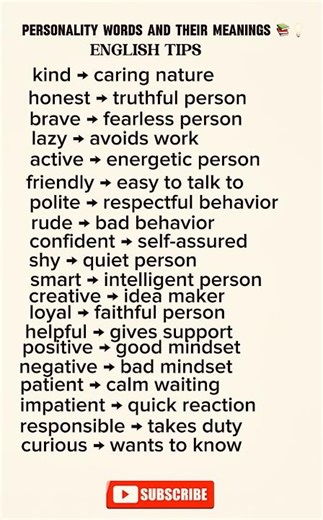 personality words and their meanings 📚 #englishtips #learnenglish #education #shorts