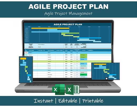 Agile Project Plan Excel Template | Sprint Gantt Chart (digital Download) - Etsy