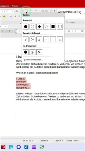 TextMaker Schnell als unnummerierte Liste formatieren