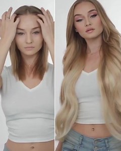 You are ICONIC. ⚡ Be bold with an instant hair length change using BELLAMI extensions, no stylist required. 🔥 | Bellami Hair