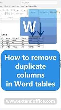Quickly remove duplicate columns from a Word table