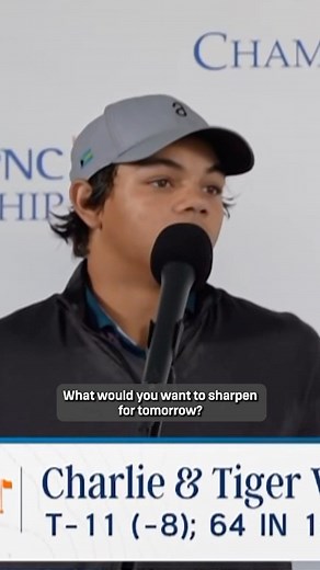 768K views · 41K reactions | Charlie Woods didn’t mince words when asked what part of their game he and Tiger need to sharpen following round one.  : @pncchampionship final round live on @peacock at 11:30 AM ET | Golf Channel | Facebook