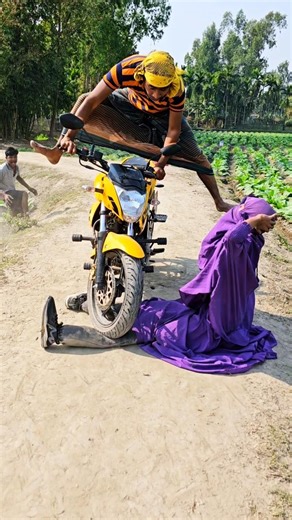 The motor bike ran over the legs