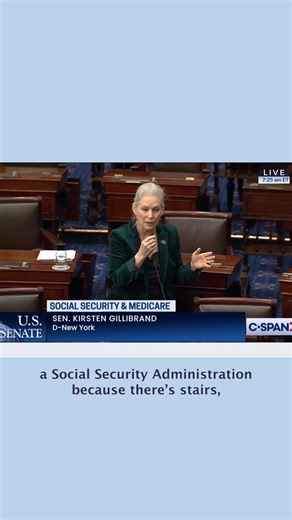 65K views · 3.1K reactions | Elon Musk's attempts to dismantle the Social Security system are hurting our seniors. I was proud to join Senator Cory Booker on the Senate floor this morning to sound the alarm about the disastrous impact that Trump's efforts to gut the SSA will have on seniors. | U.S. Senator Kirsten Gillibrand | Facebook
