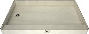 Tile Redi 3060L-PVC Shower Pan with Left Drain- Single Curb Shower Base, 2" PVC Drain, and Plate Included, 60" Width x 30" Depth