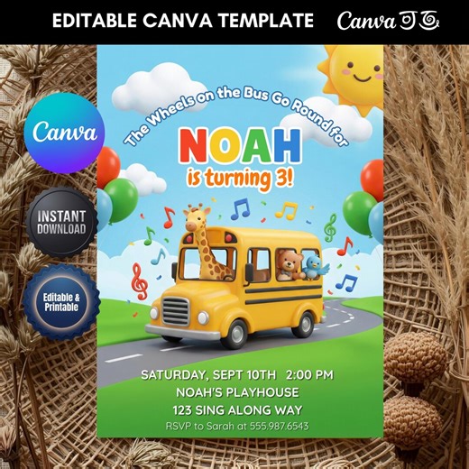 Cute Watermelon Birthday Invitation, Rainbow Melon Party Invite, Cartoon Family Theme, Editable Canva Template, 2nd Birthday Boy - Etsy