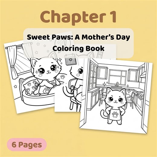 Mother's Day Chibi Cat Coloring Pages Printable PDF | Sweet Paws Chapter One