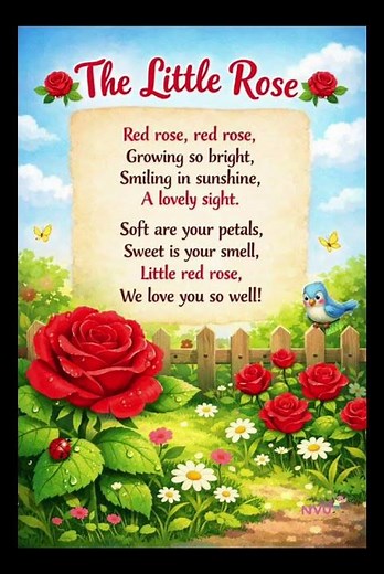 The Little Rose 🌹 | Easy Rose Poem for Kids | Flower Rhyme🌹