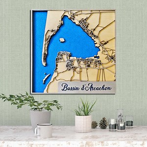 Carte du bassin d'Arcachon en bois, Multicouche, découpée au laser, Bassin d'Arcachon, Laser Cut , art, art mural, SVG, DXF,PDF, - Etsy France