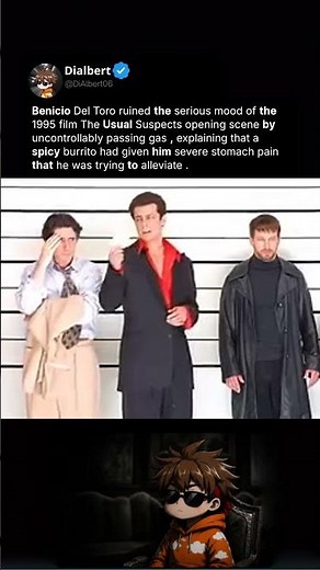 Benicio Del Toro ruined the serious mood of the 1995 film The Usual Suspects ope...