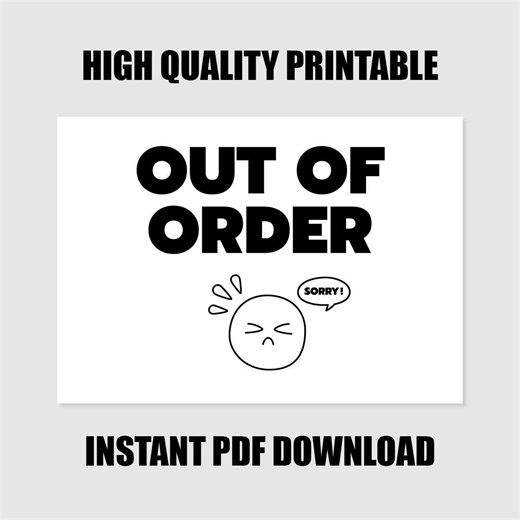 Out of Order Sign (printable PDF) - Etsy
