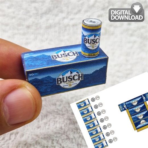 Miniature Beer Can & Box Template Dollhouse Drink box DIGITAL DOWNLOAD
