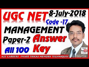 NET Paper 2nd Management 8 July 2018 answer key UGC (CBSE) JRF Exam solved paper