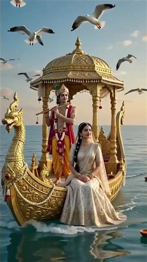 Shri Krishna and Radha enjoying the ocean // Radha Krishna's Divine Play // Mathura Vrindavan