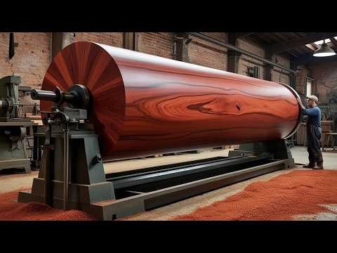 Processing Giant Redwood Logs: Experienced Craftsmen in the Factory - Wood Carving Skills